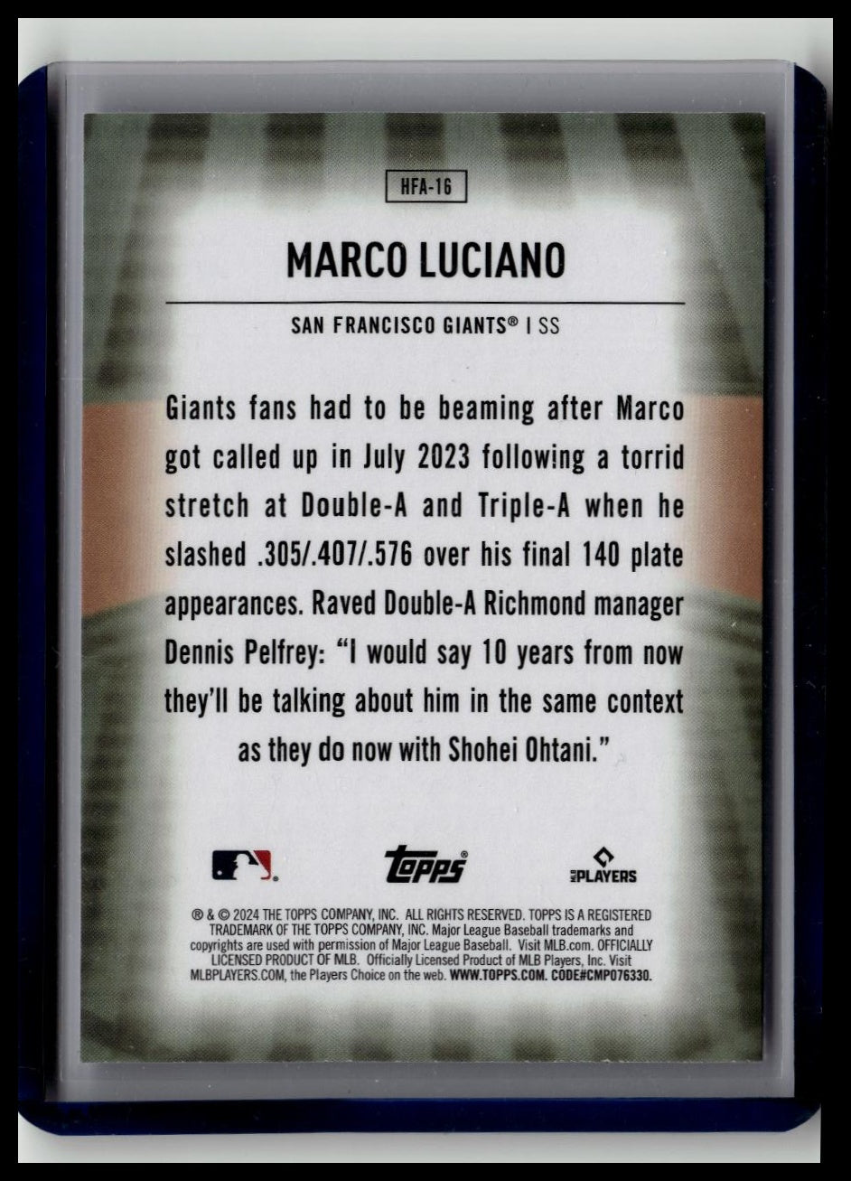 2024 Topps Marco Luciano #HFA-16 Home Field Advantage Giants Rookie