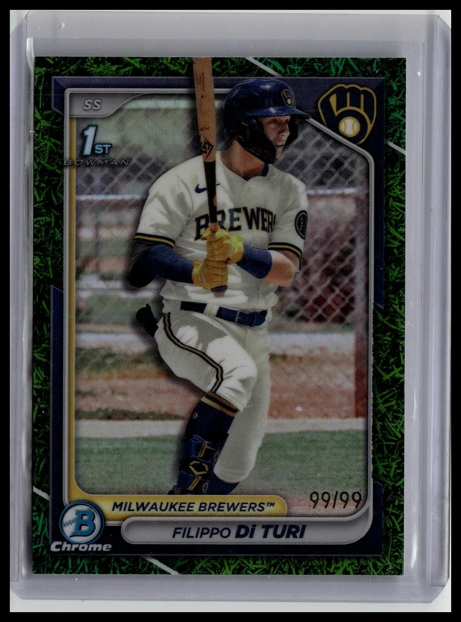 2024 Bowman Filippo Di Turi 1st Bowman Grass Green Refractor 99/99 Brewers