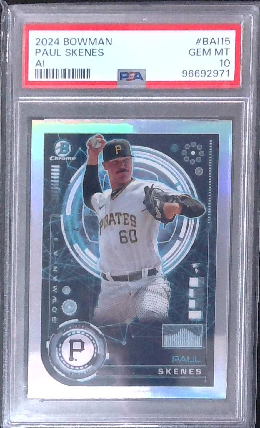 2024 Bowman PAUL SKENES Chrome AI Rookie BAI15 RC PSA 10 Great