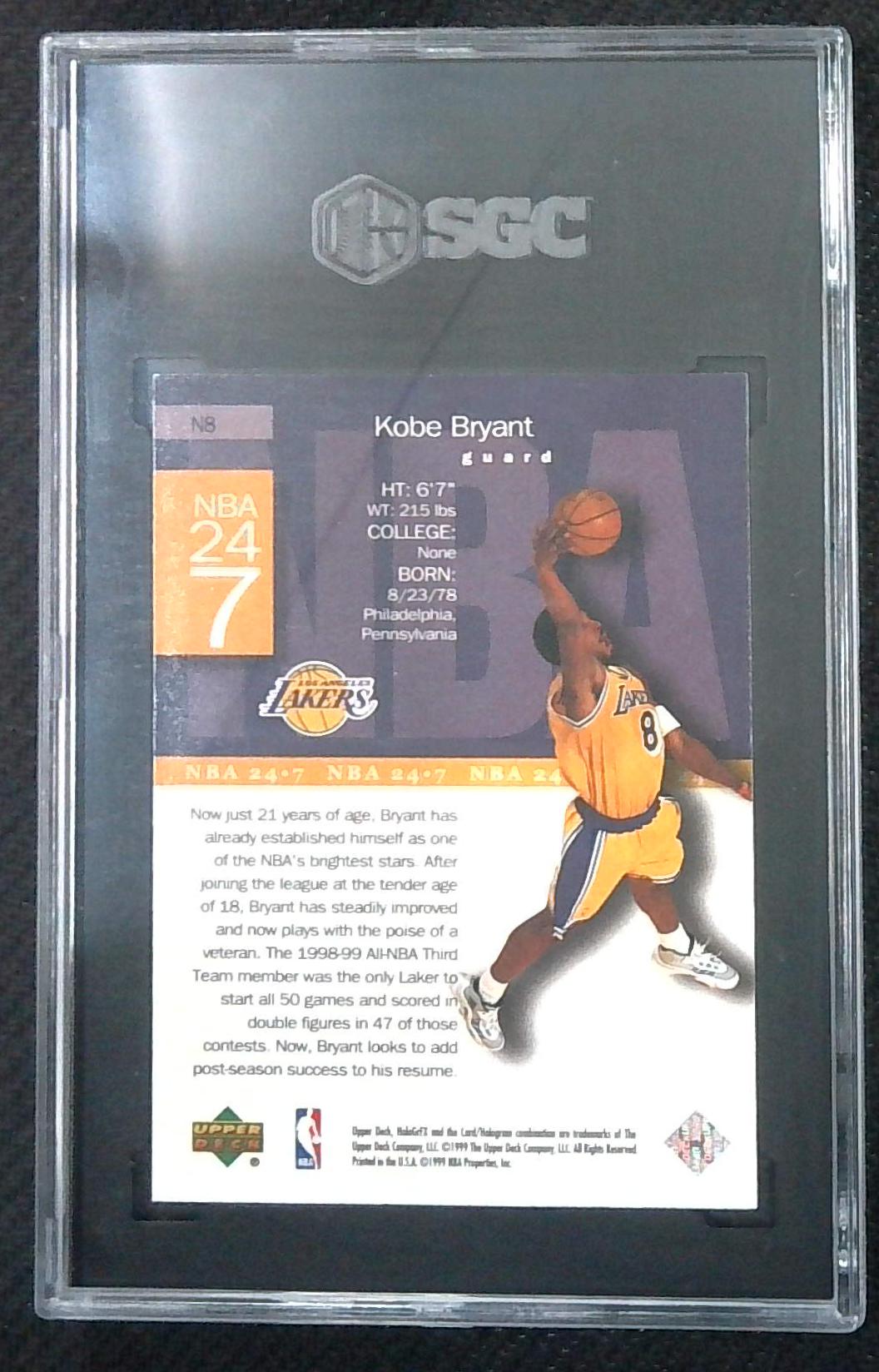 1999 UD HOLOGRFX KOBE BRYANT NBA 24/7 SGC 10!