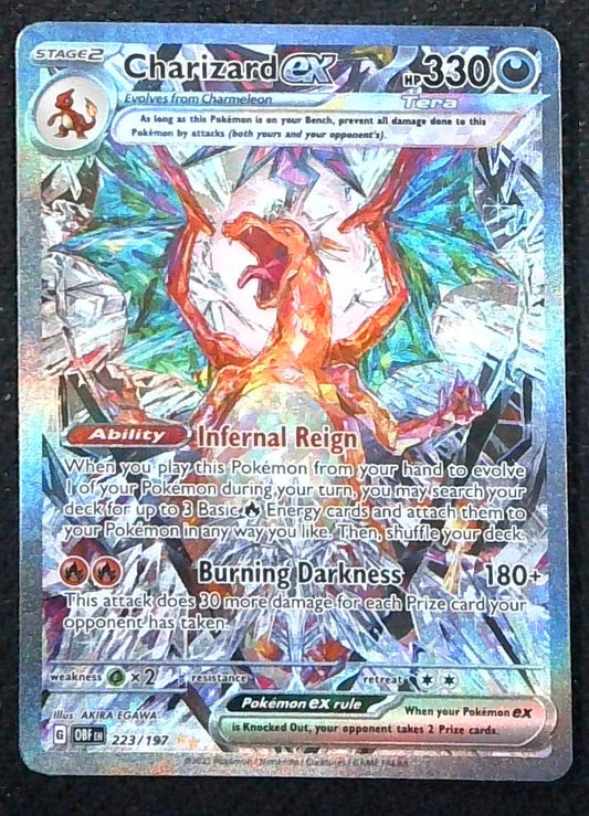 Pokemon Card - Full Art Charizard ex 2023 Obsidian Flames Tera Holo 223/197