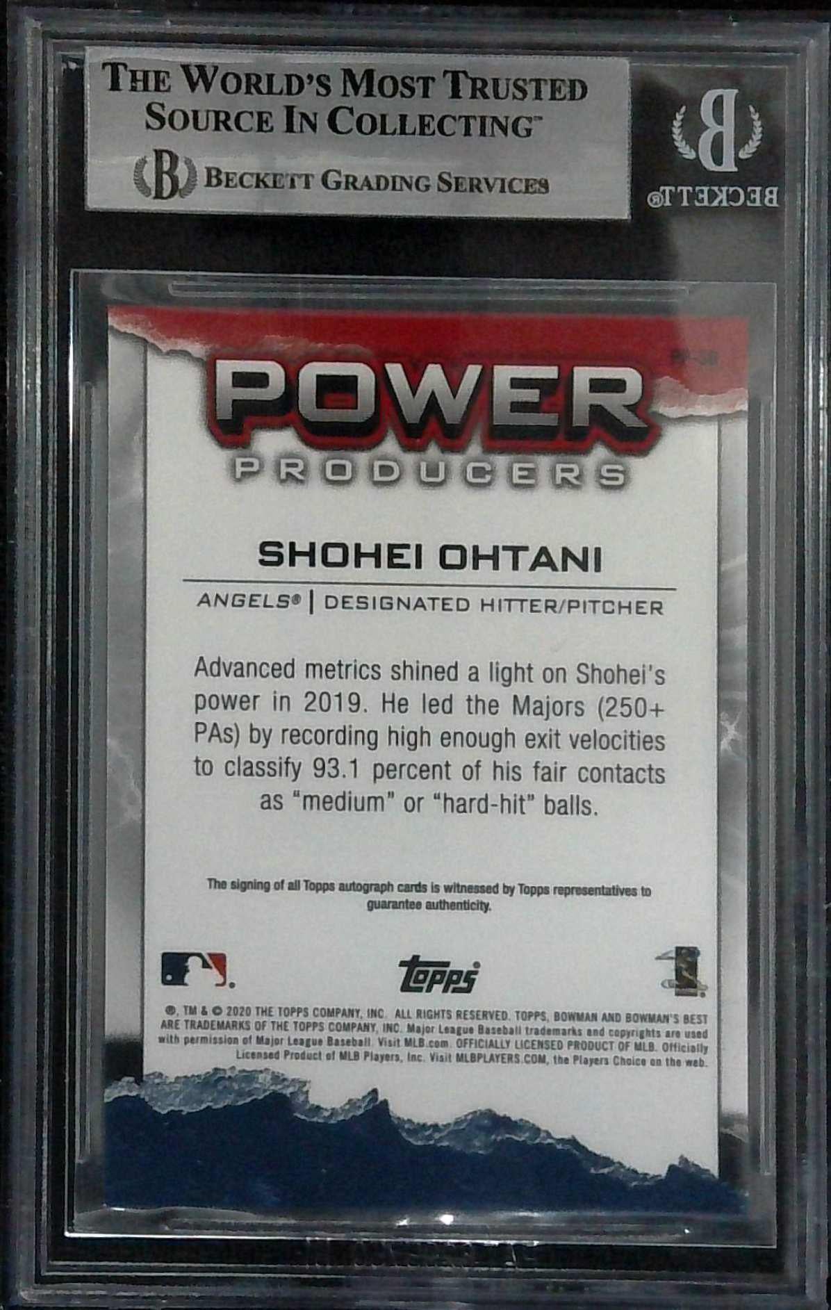 2020 Bowmans Best Power Producers Shohei Ohtani Auto BGS 9