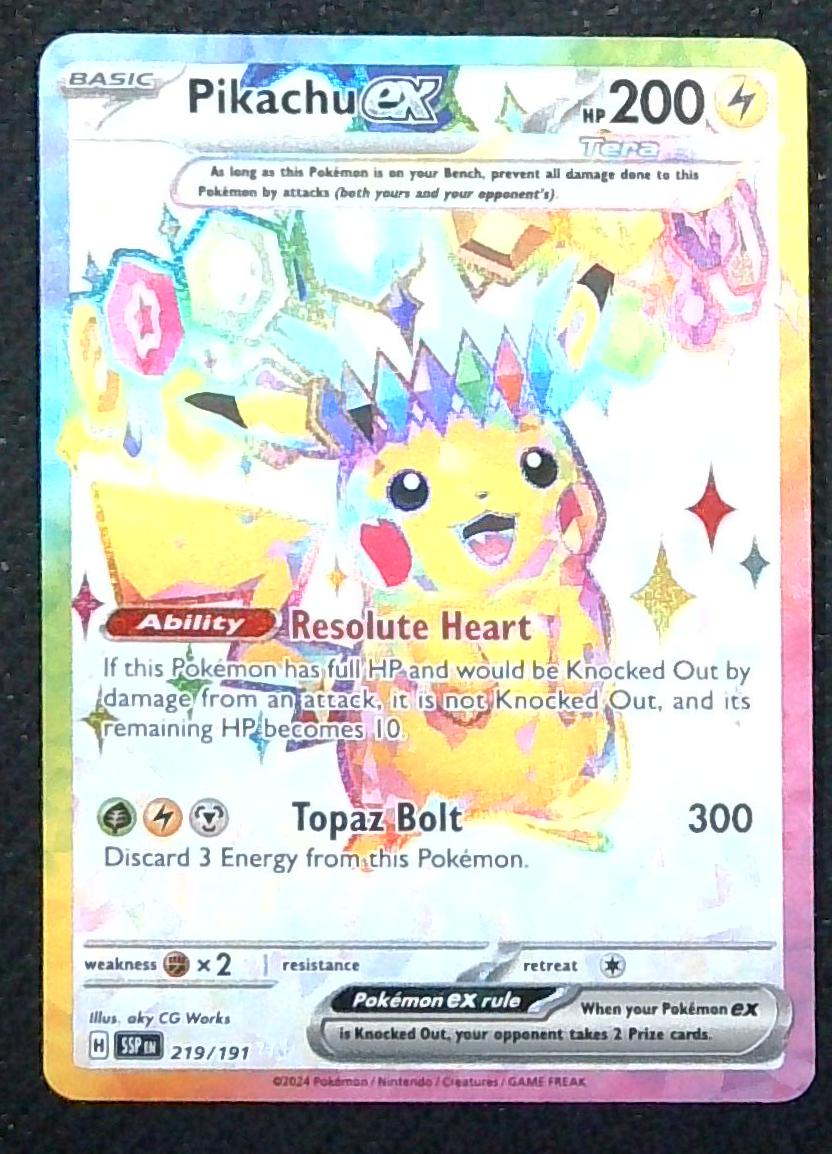 Pokemon Surging Sparks Pikachu ex 219/191 Full Art Holo