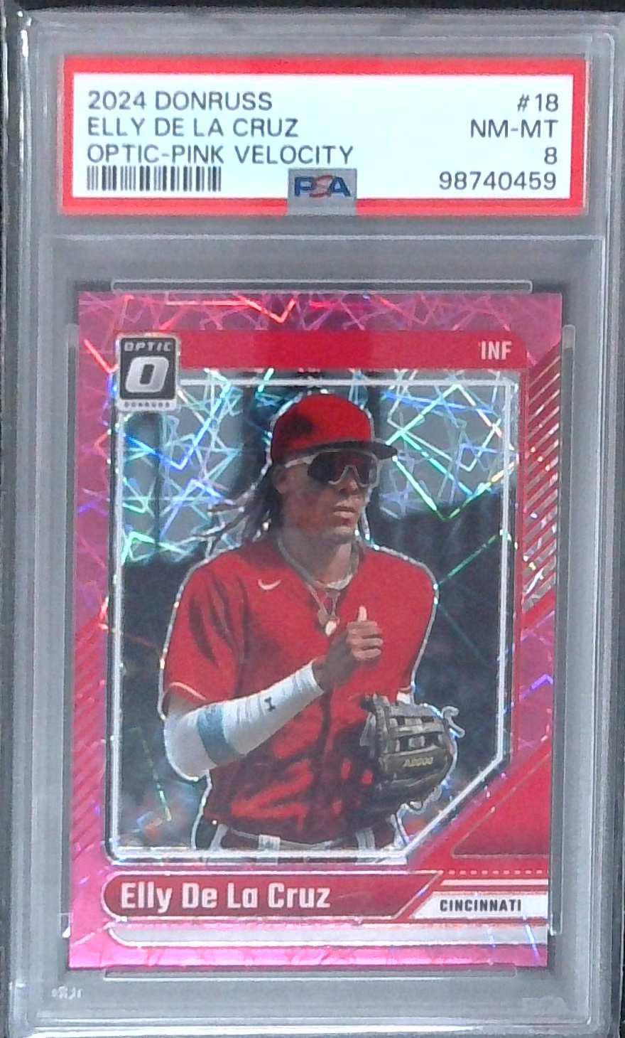 2024 Donruss Optic Pink Velocity Elly De La Cruz /79 PSA 8