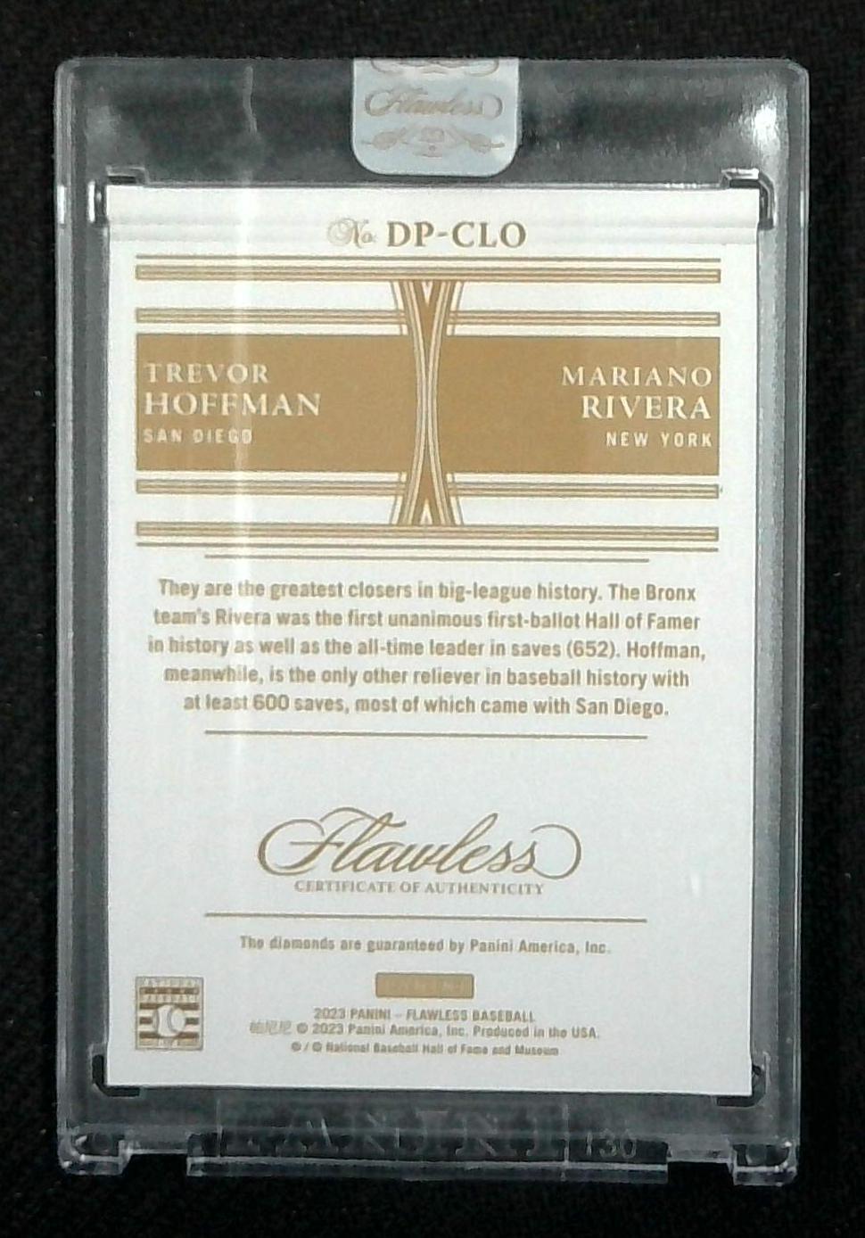 2023 PANINI FLAWLESS TREVOR HOFFMAN MARIANO RIVERA DUAL PICK DIAMOND 4/20