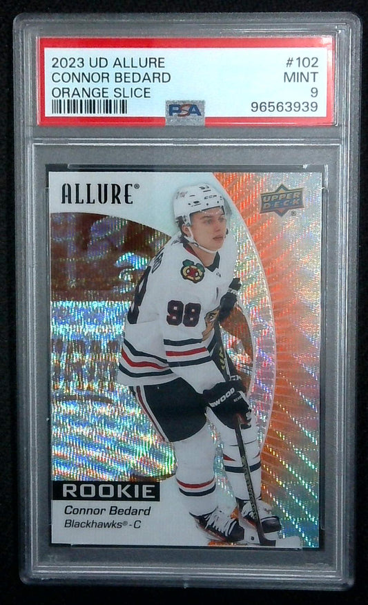 2023 Upper Deck Allure Orange Slice Rookie Connor Bedard PSA 9