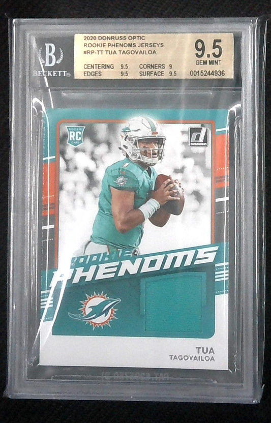 2020 Donruss Tua Tagovailoa Rookie Phenoms Jersey Relic  BGS 9.5