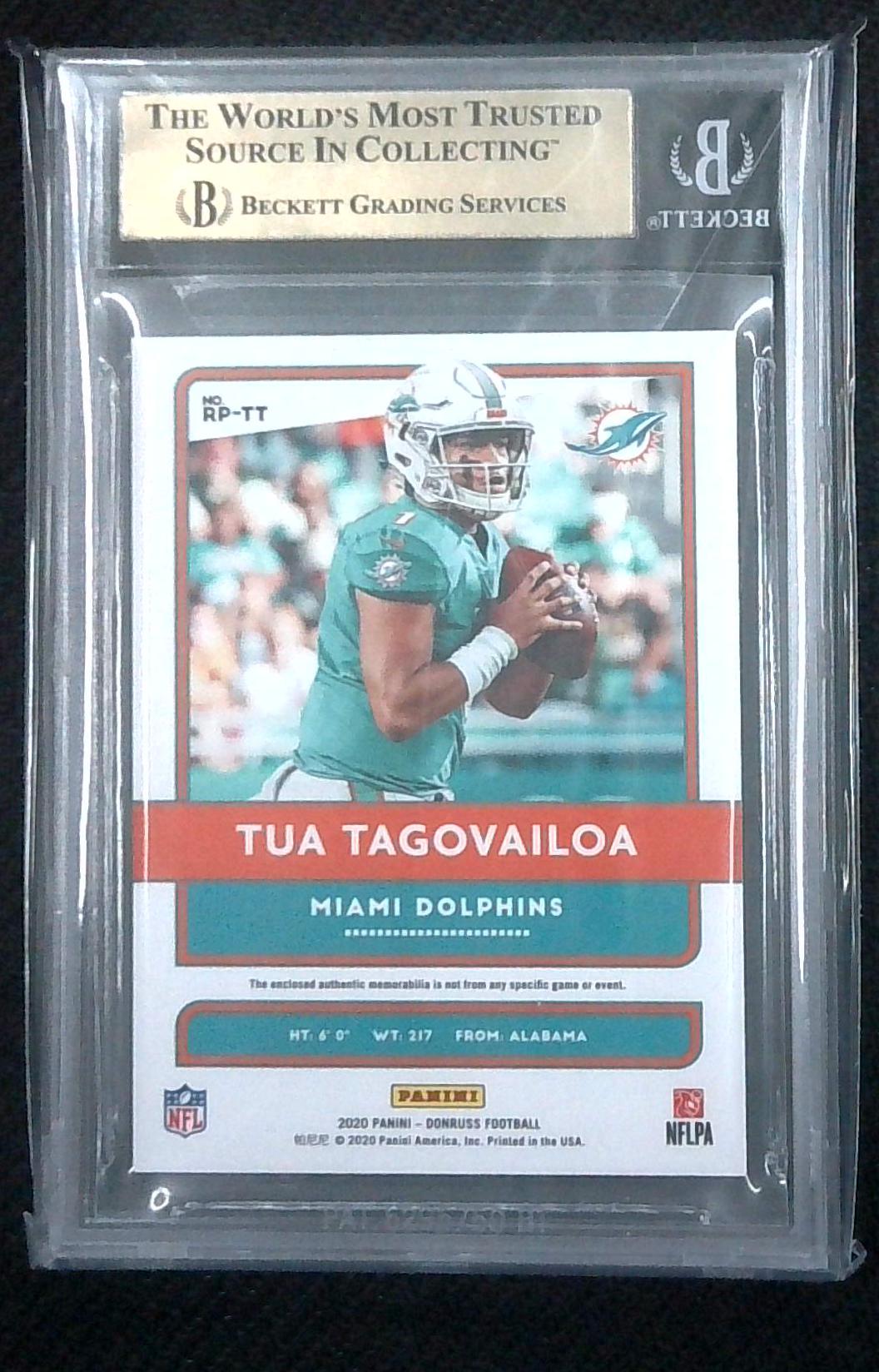 2020 Donruss Tua Tagovailoa Rookie Phenoms Jersey Relic  BGS 9.5