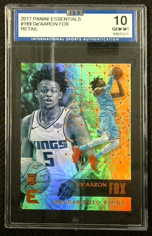 2017 Panini Essentials De'Aaron Fox ROOKIE RC #189 ISA 10