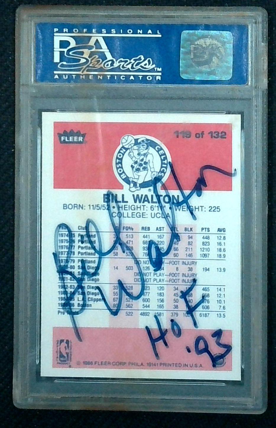 1986 FLEER #119 BILL WALTON CELTICS HOF PSA 9