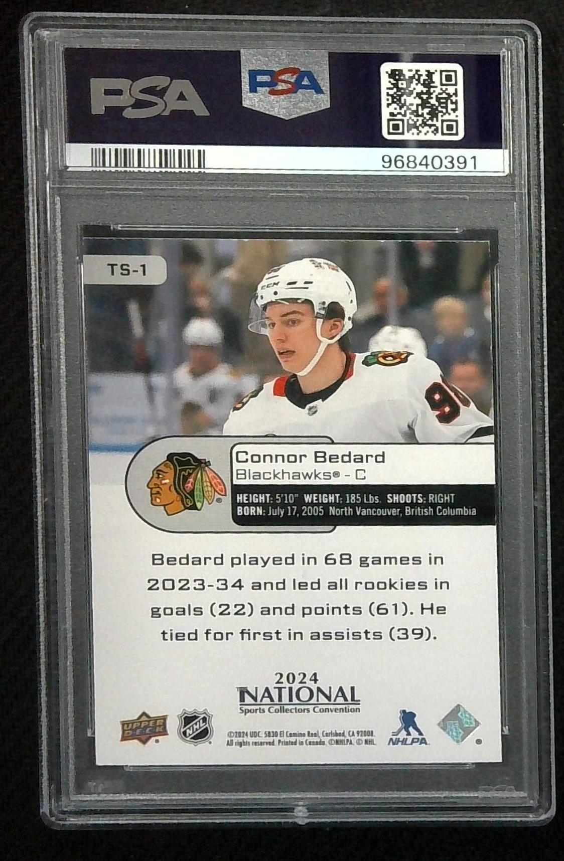 Connor Bedard 2024 Upper Deck The National Exclusive Top Shelf Rookie #TS-1