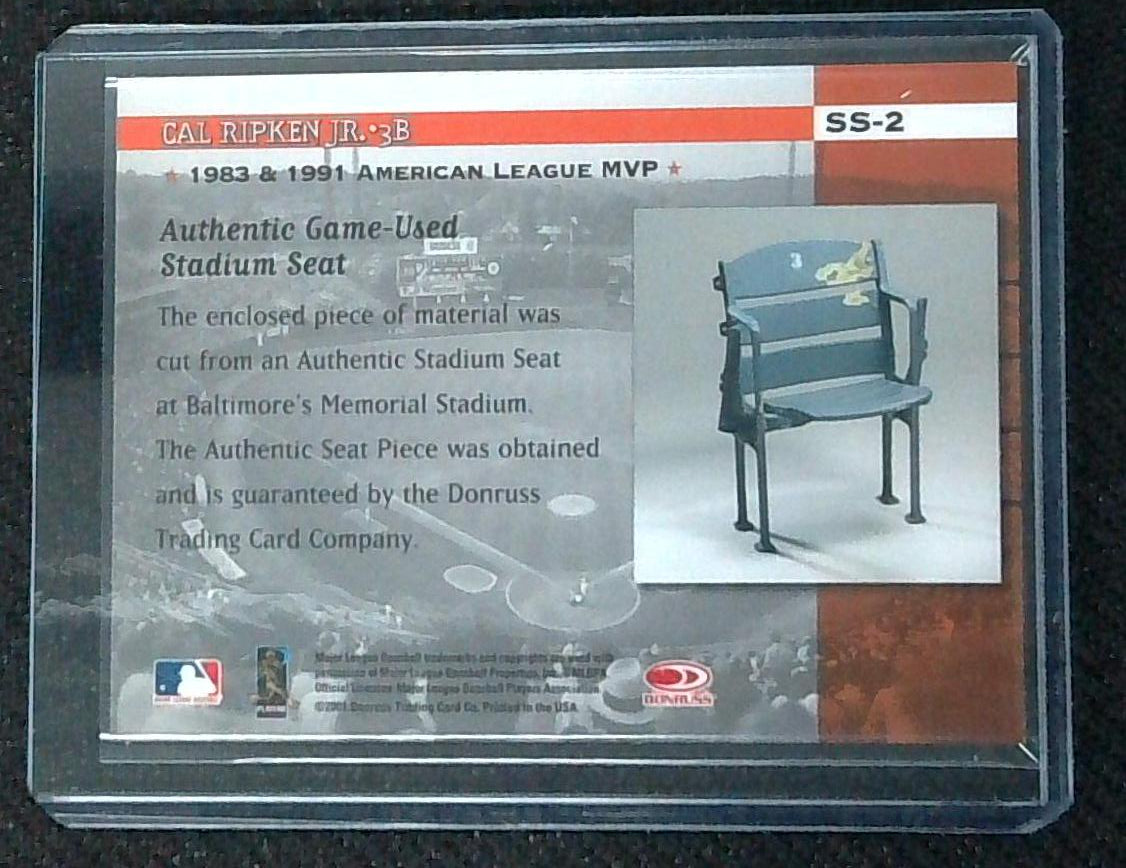 Cal Ripken Jr. 2001 Donruss Classics Stadium Stars Authentic Seat Memorial Stadium