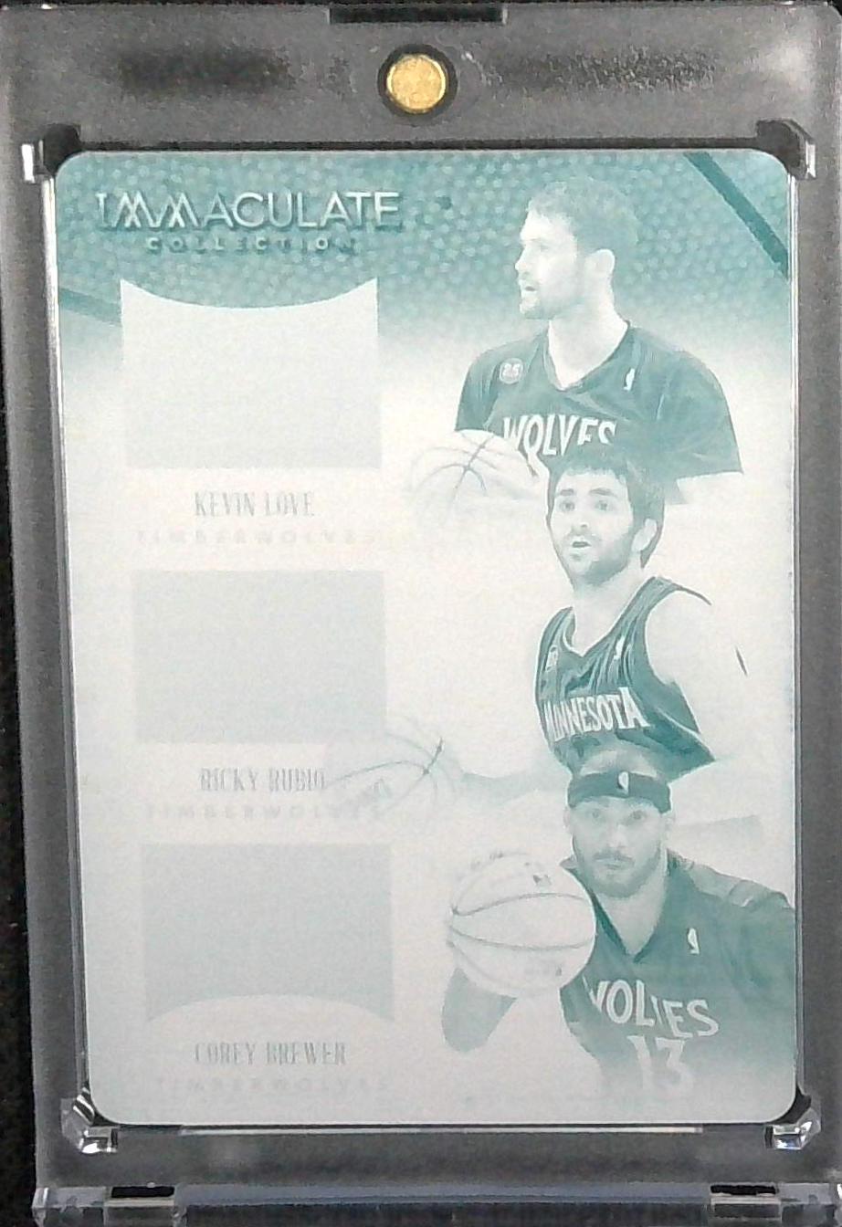 2013-14 Immaculate Kevin Love, Ricky Rubio, Corey Brewer Printing Plate 1/1