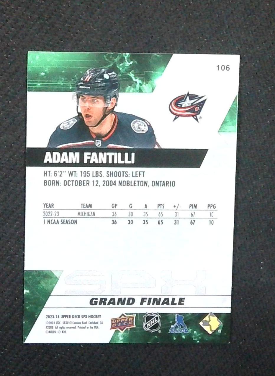 2023-24 Upper Deck SPx Radiance #106 Adam Fantilli Gold /50 Rookie RC