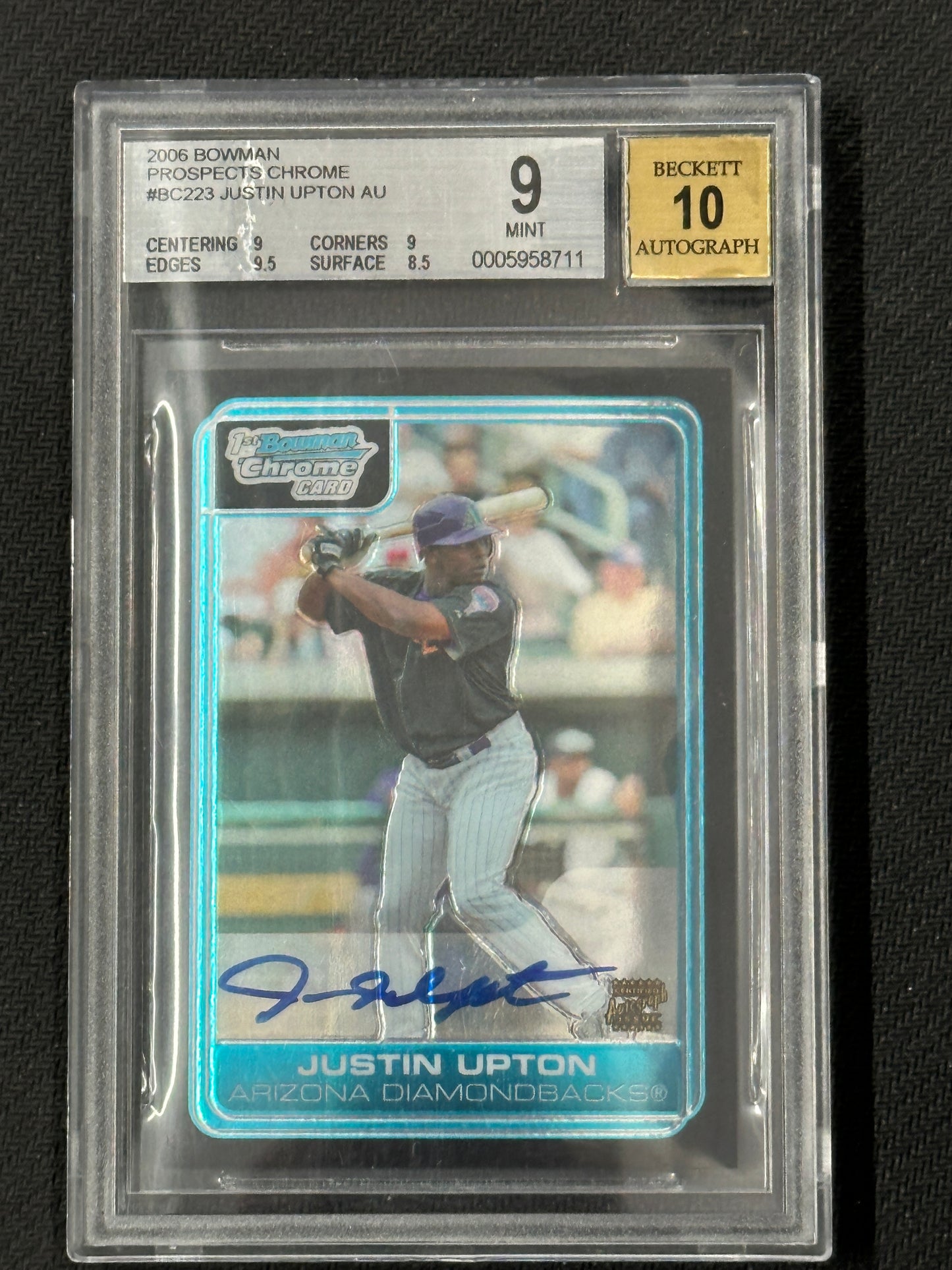 2006 Bowman Chrome Justin Upton 1st Bowman Auto BGS 9/10 Mint