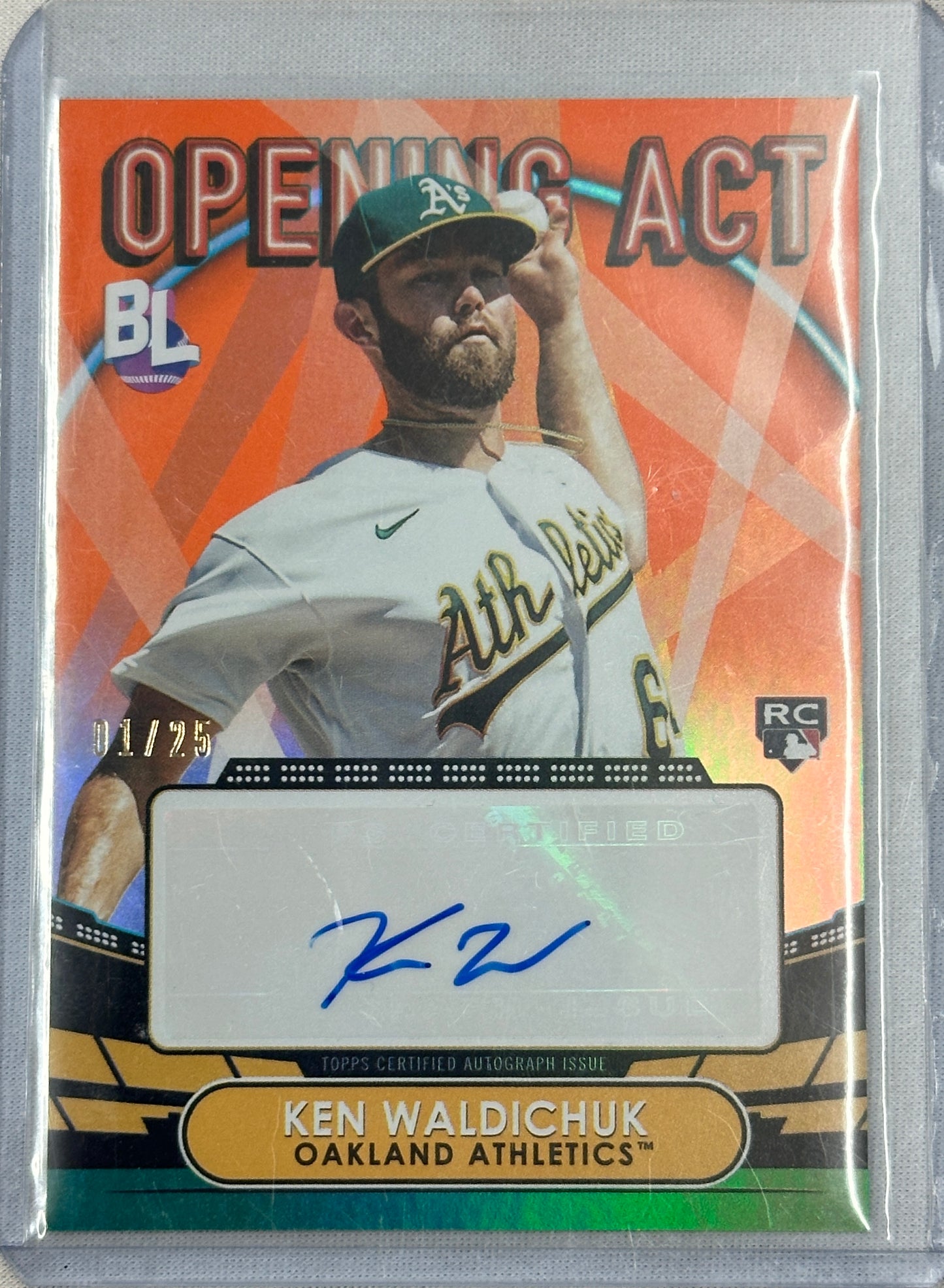 2023 Topps Big League Ken Waldichuk Opening Act Orange Auto 1/25