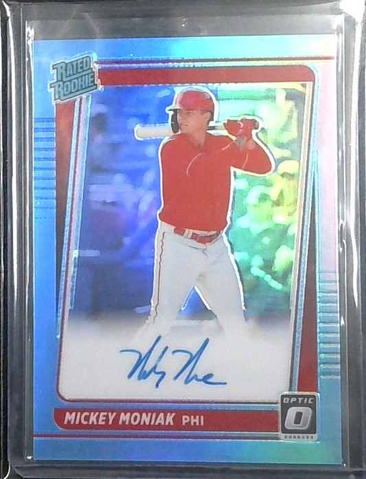 MICKEY MONIAK 2021 DONRUSS OPTIC RC AUTO AQUA PRIZM #RRS-MM 04/35