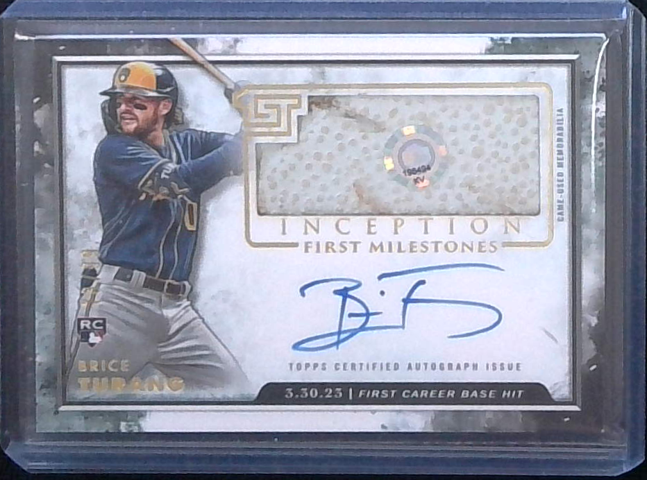 2023 Topps Inception Brice Turang 1st Base Hit Relic Auto /99