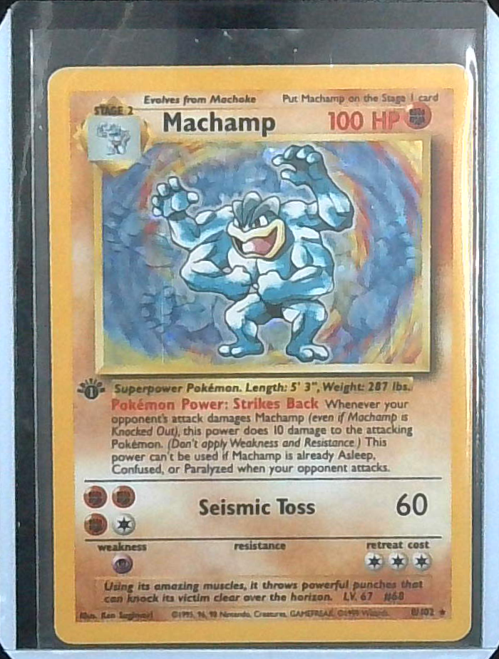 1st Edition Machamp Base Set Holo 8/102 Pokemon TCG 1999