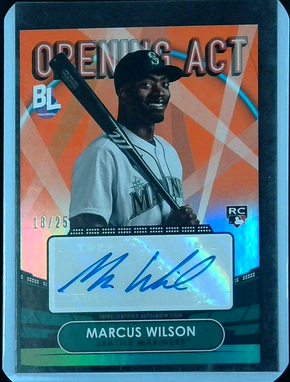 2023 Topps Big League Opening Act Rookie Orange Auto Marcus Wilson /25