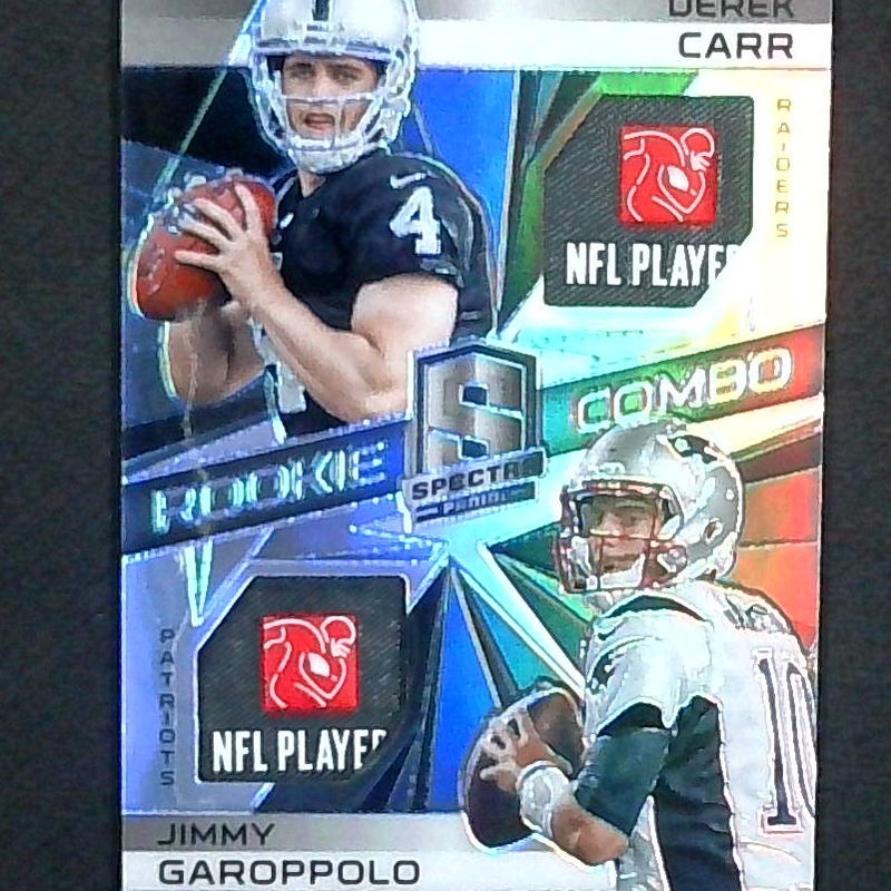 2014 Spectra Derek Carr Jimmy Garoppolo Dual Shield Rookie 1/1 Rookie Combo