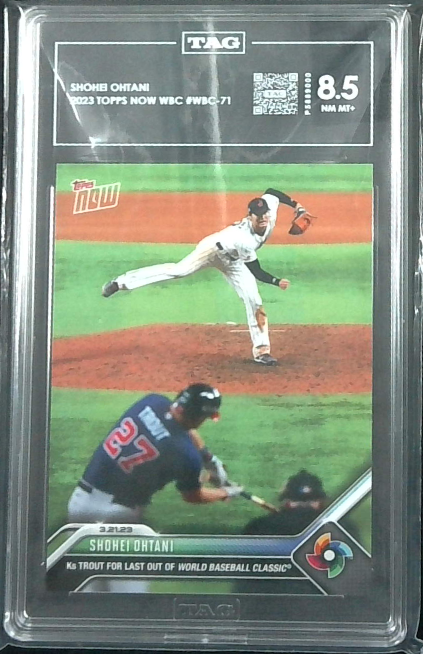 SHOHEI OHTANI MIKE TROUT 2023 TOPPS NOW #WBC71 TAG 8.5