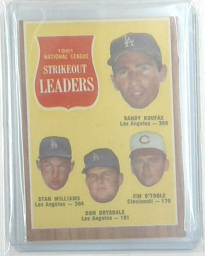 1961 Topps National League 1960 Strikeout Leaders Drysdale Koufax