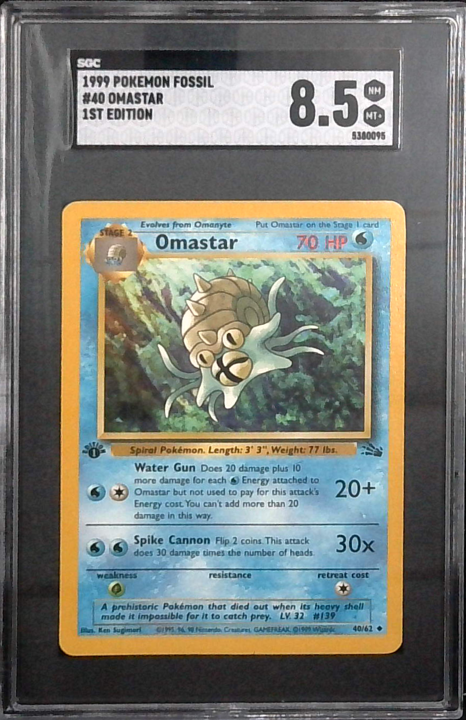 1999 Pokemon Fossil 1st Edition Omastar SGC 8.5