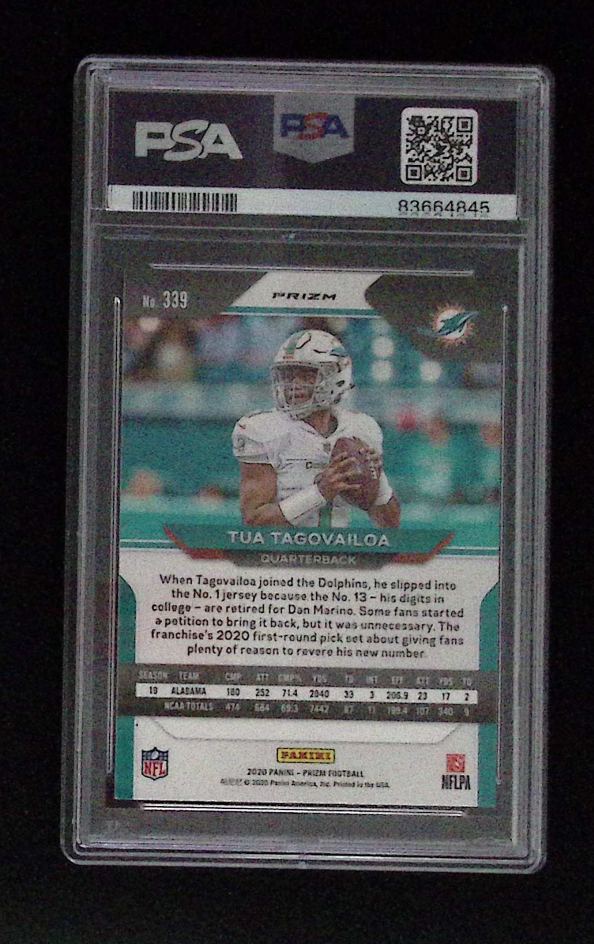 2020 Panini Prizm Tua Tagovailoa Disco Prizm #339 PSA 9 Dolphins Rookie