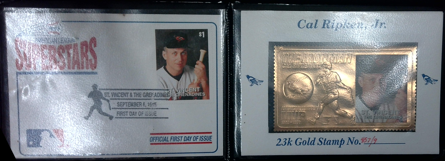 1995 American League Superstars Cal Ripken 23k Gold Stamp