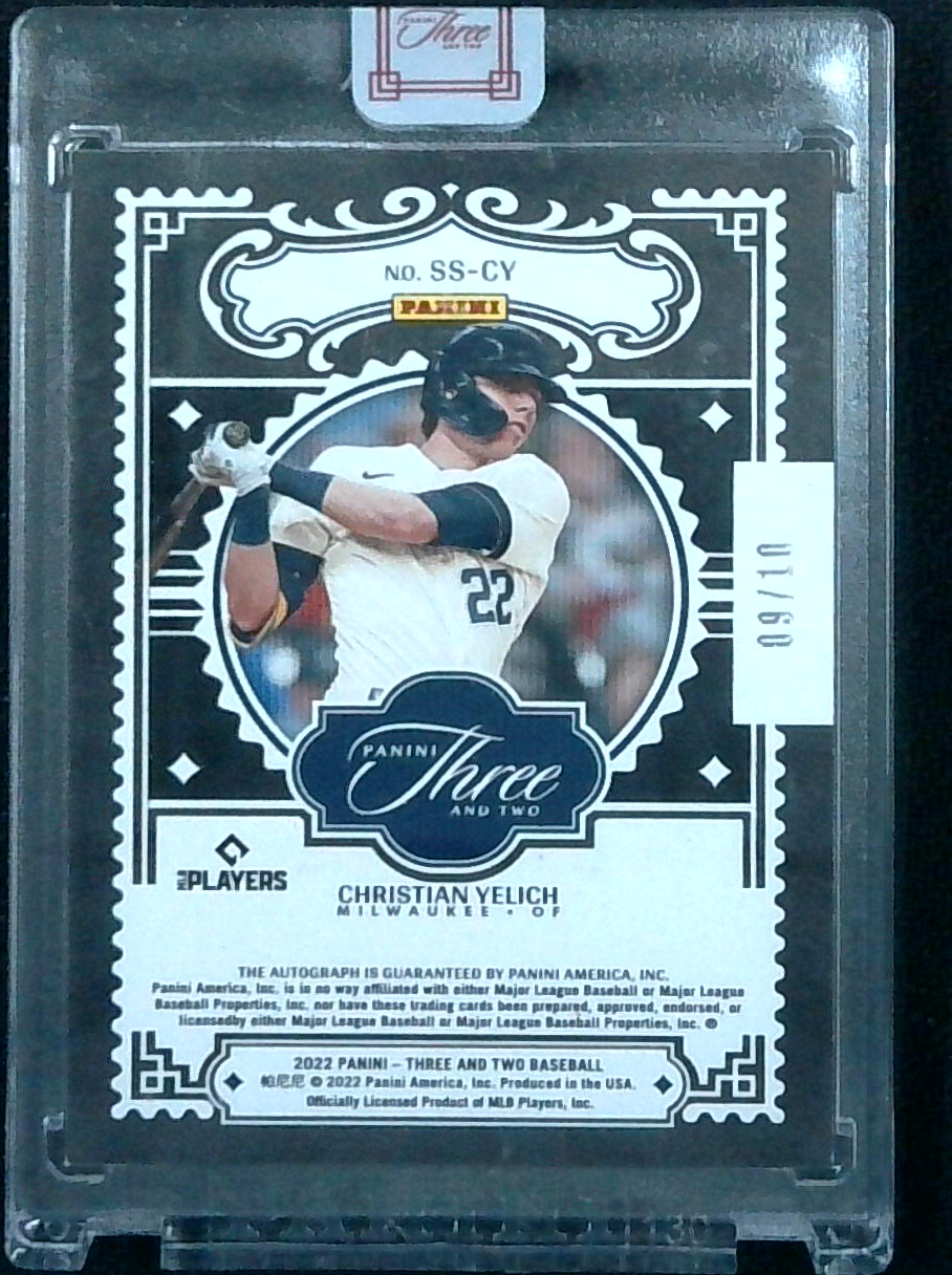 2022 Panini Three and Two CHRISTIAN YELICH Auto /10