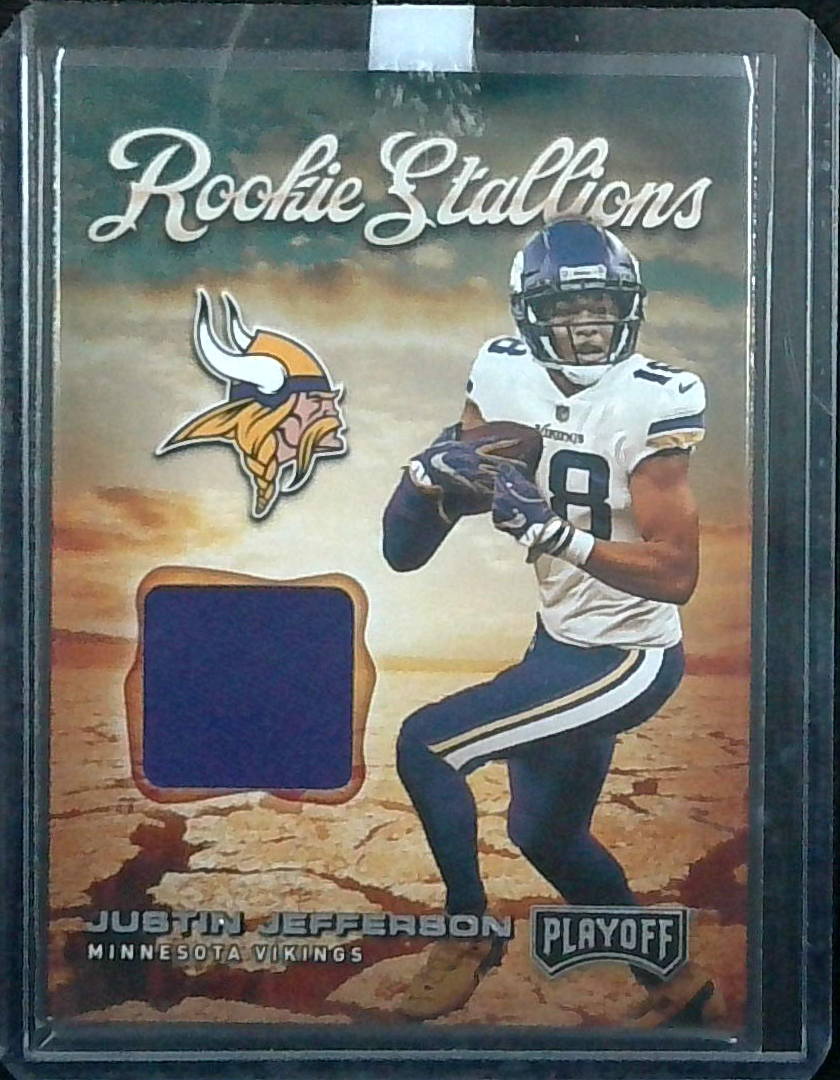 2020 Playoff Justin Jefferson Rookie Stallions RC Jersey #RS-13 Vikings