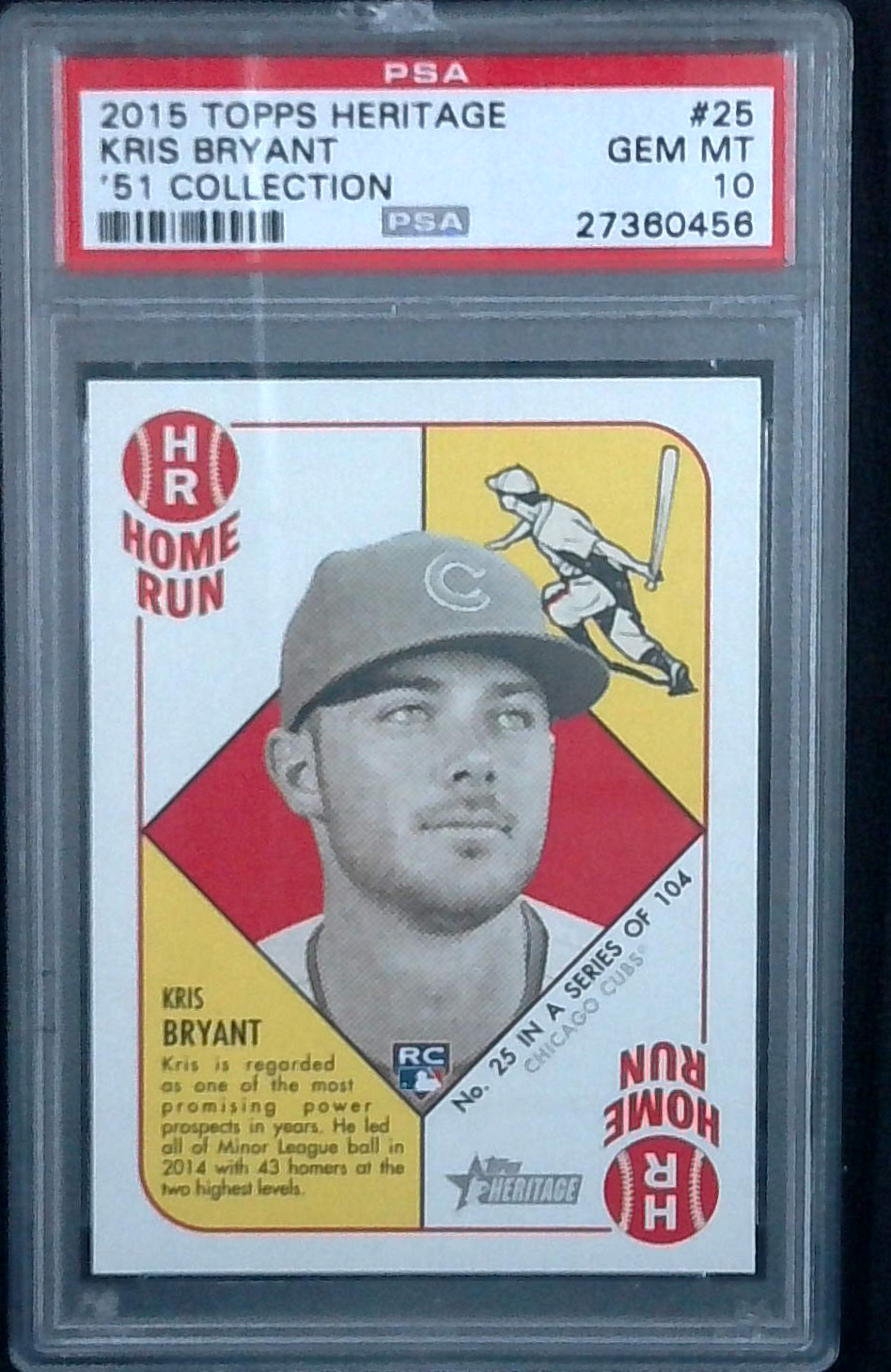 2015 Topps Heritage '51 Collection #25 Kris Bryant Rookie PSA 10