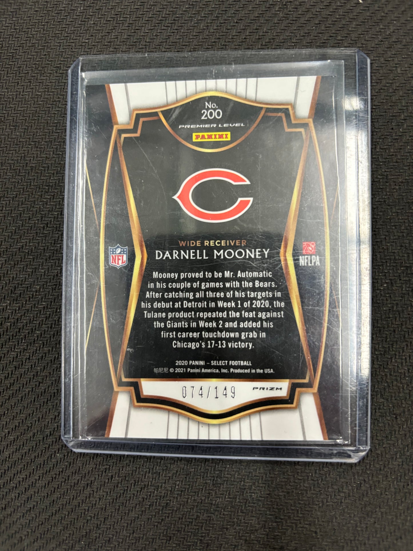 Darnell Mooney 2020 Select #200 Premier Level Blue /149 Rookie