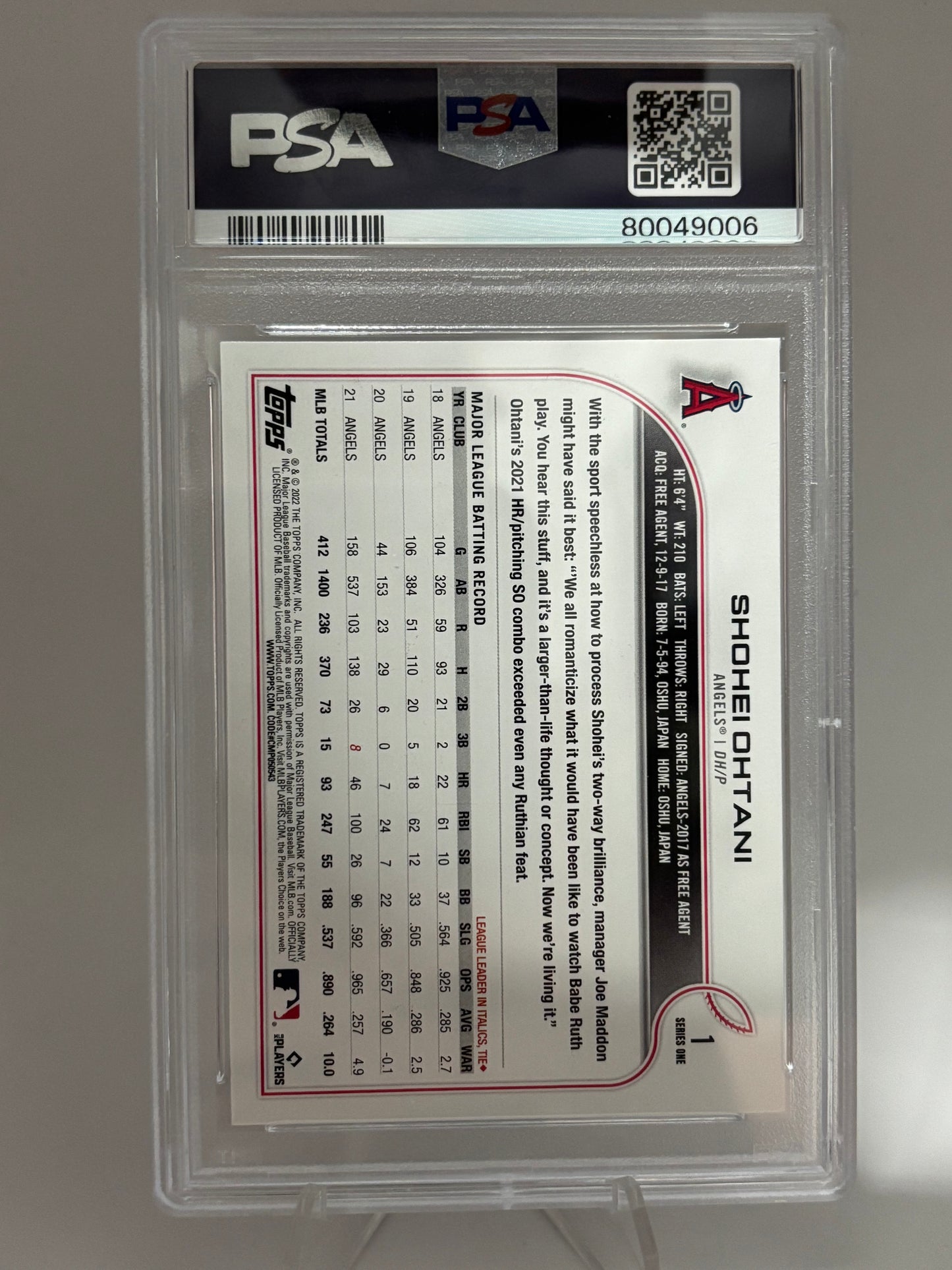 2022 Topps Shohei Ohtani PSA 8 Angels