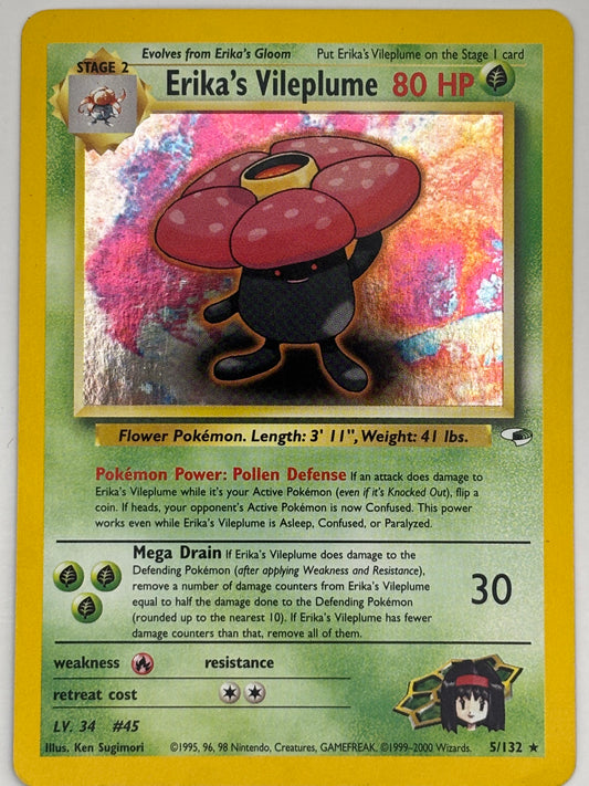 Pokémon TCG 2000 Erika's Vileplume Gym Heroes 5/132 Holo