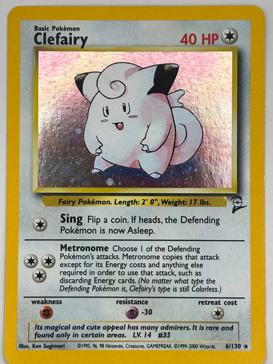 Clefairy 6/130 Base Set 2 Holo Rare Unlimited Pokemon Card WOTC