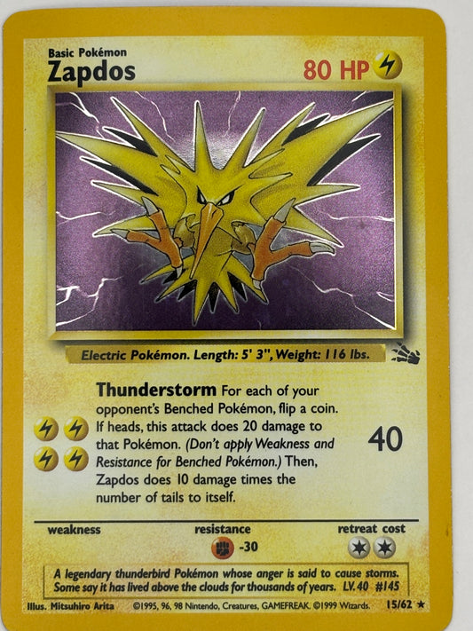 Pokemon TCG #145 Zapdos Rare Holo Fossil Set 15/62