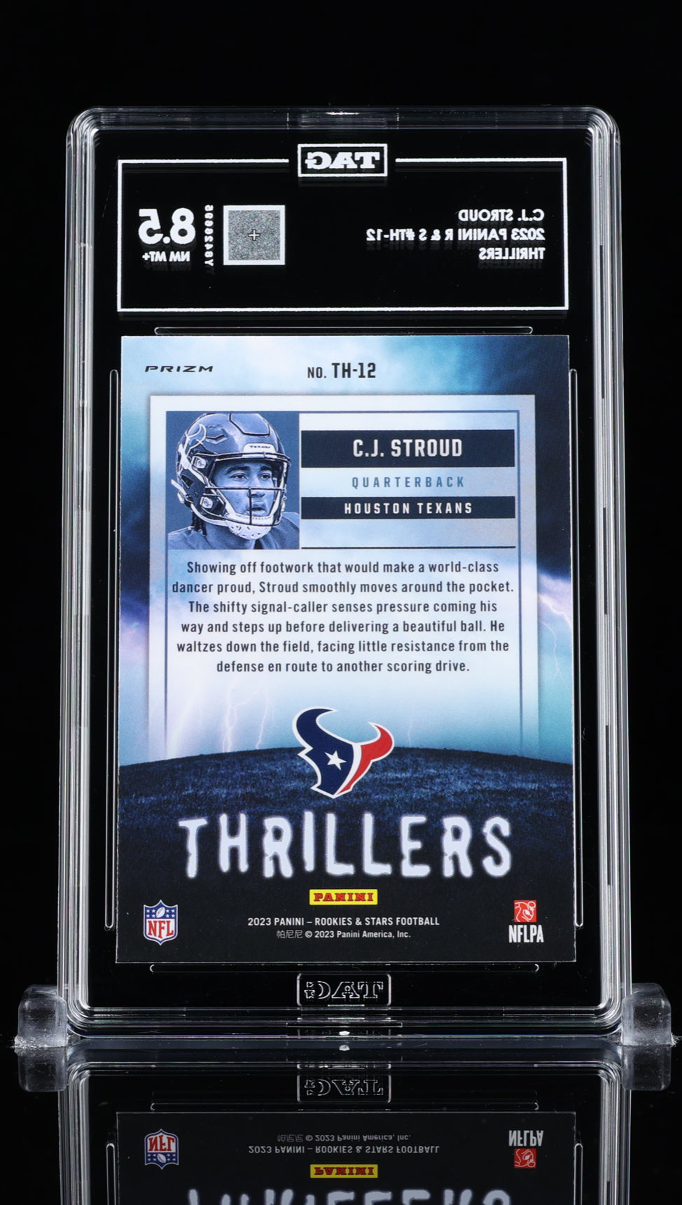 2023 PANINI ROOKIES & STARS THRILLERS SILVER #TH12 CJ STROUD ROOKIE RC TAG 8.5