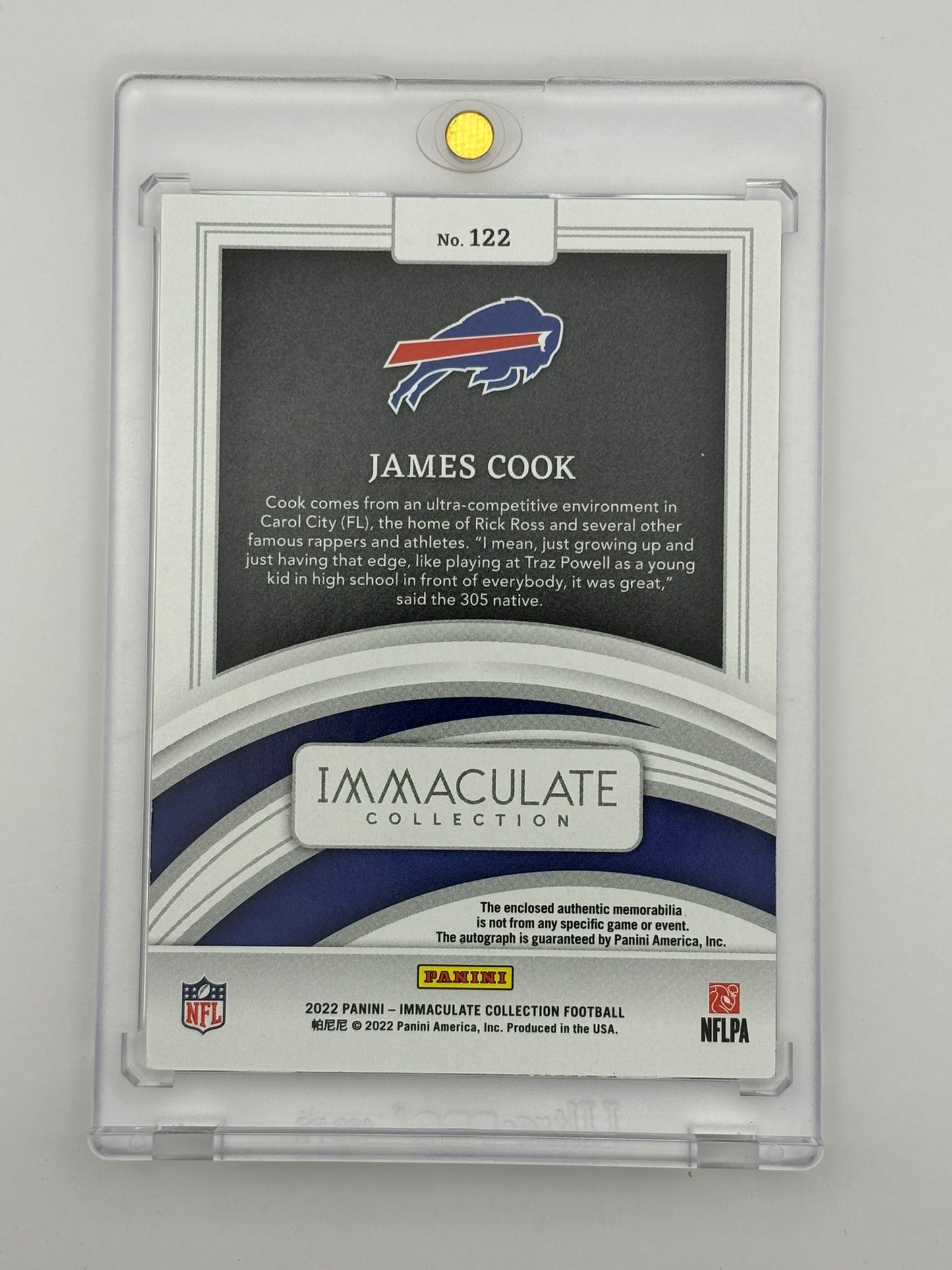 2022 Immaculate James Cook Rookie Patch Auto /99 RPA Bills