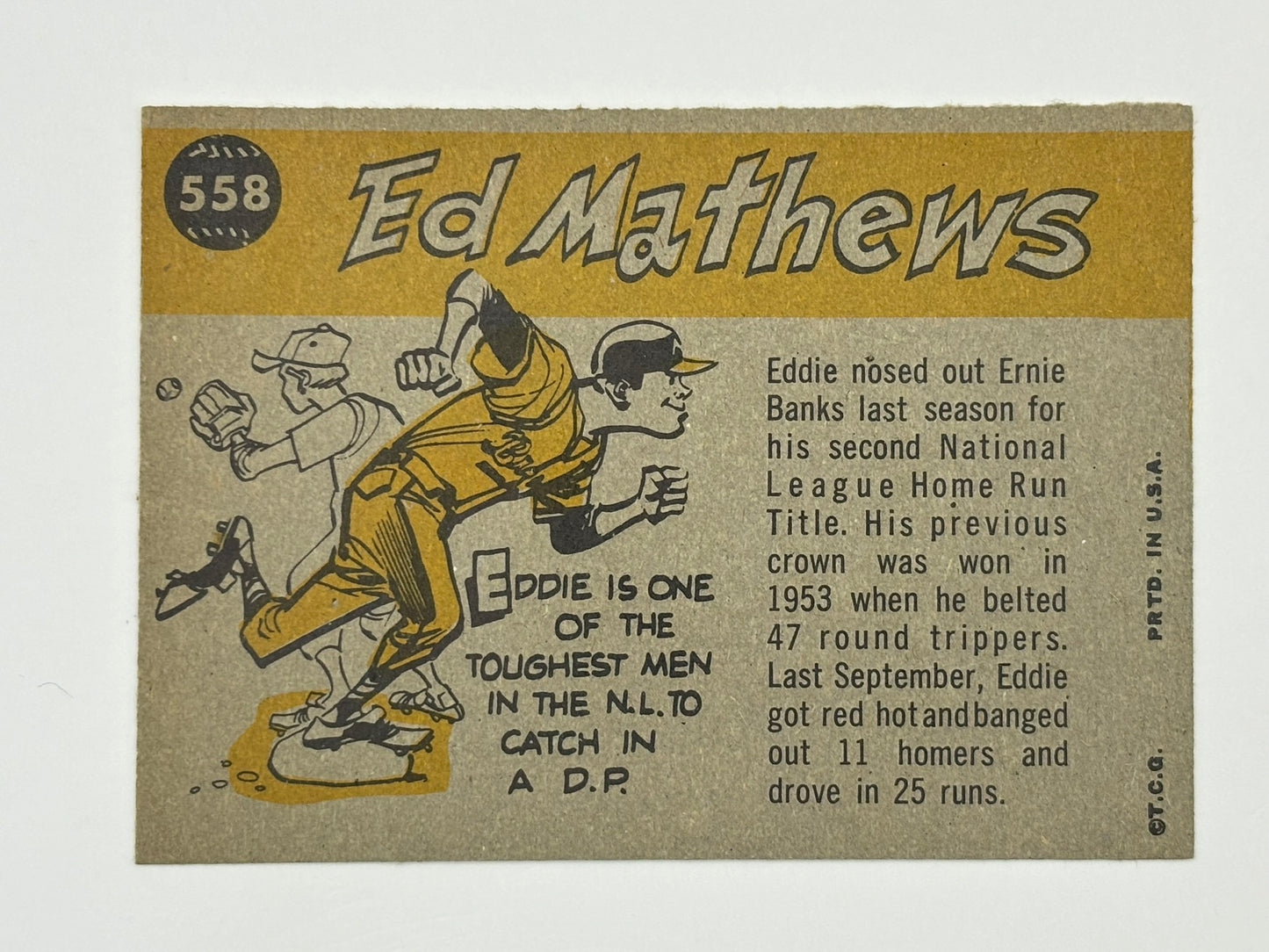 Vintage 1960 Topps Eddie Mathews #558