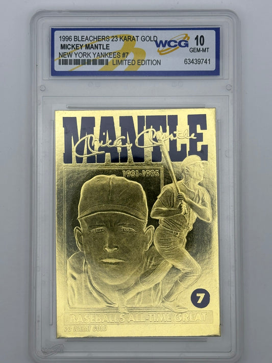 Mickey Mantle 1996 Bleachers card 23KT Gold WCG 10 Gem Mint New York Yankees