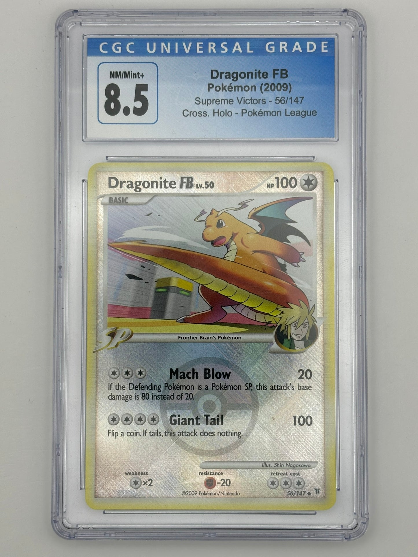 2009 POKEMON SUPREME VICTORS DRAGONITE CROSS REVERSE HOLO LEAGUE 56/147 CGC 8.5