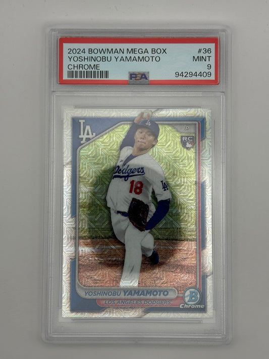 2024 Bowman Mega Box Excl. Mojo Chrome Yoshinobu Yamamoto PSA 9