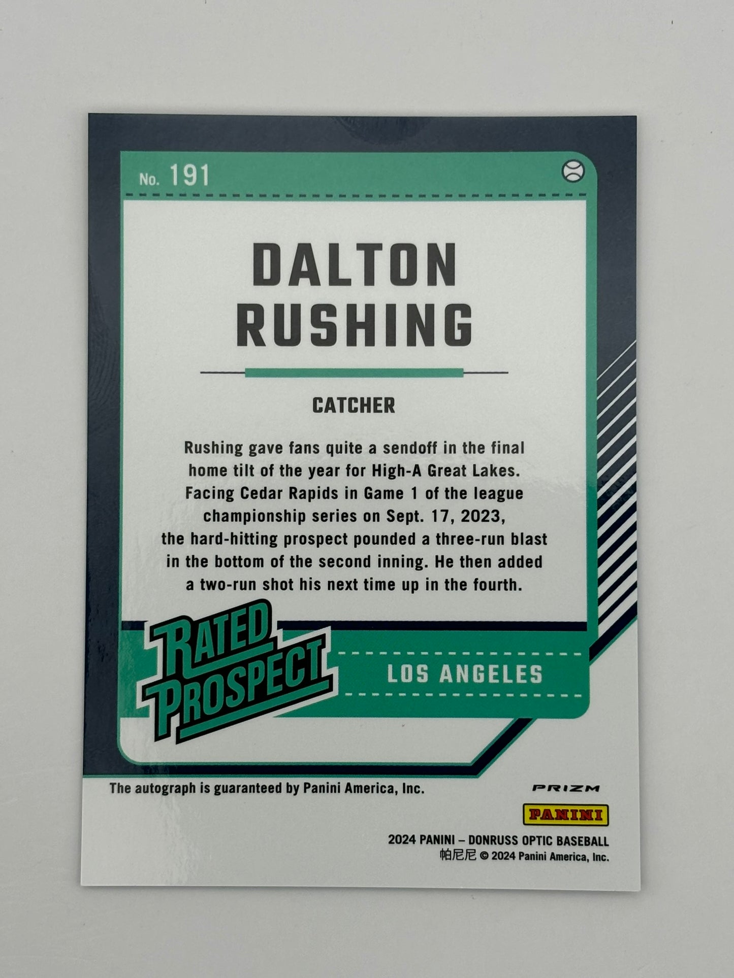 2024 Donruss Optic Dalton Rushing Rated Prospect Holo Auto