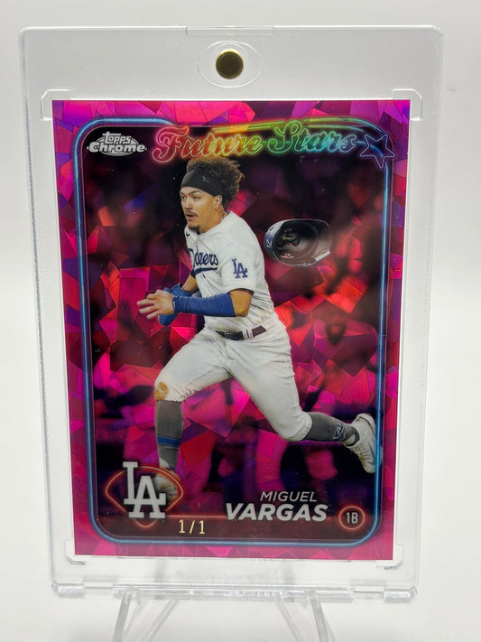 2024 Topps Chrome Sapphire 541 Miguel Vargas Future Stars 1/1 Padparadscha Dodgers