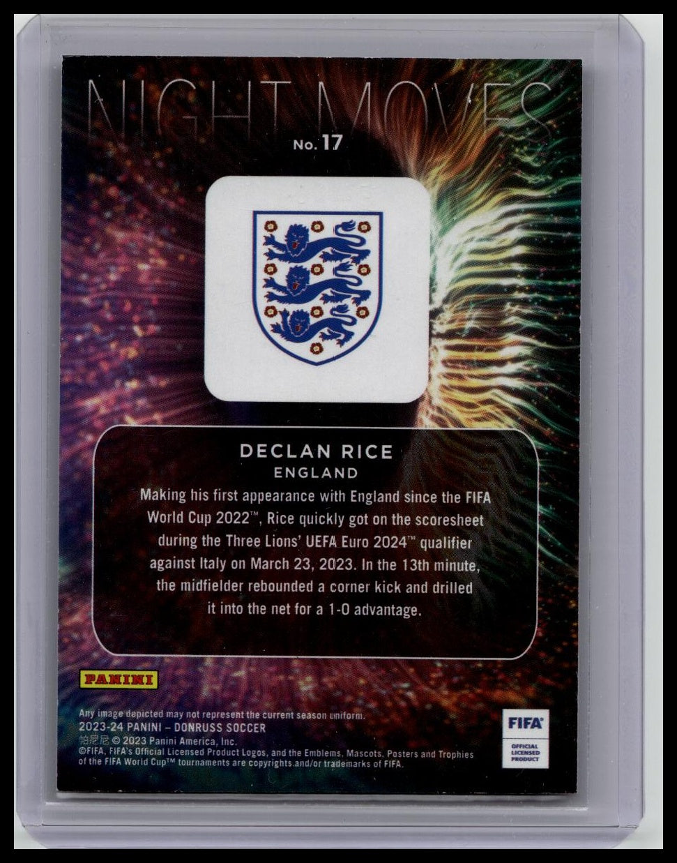 Declan Rice 2023/24 Panini Donruss Night Moves Case Hit SSP (England)