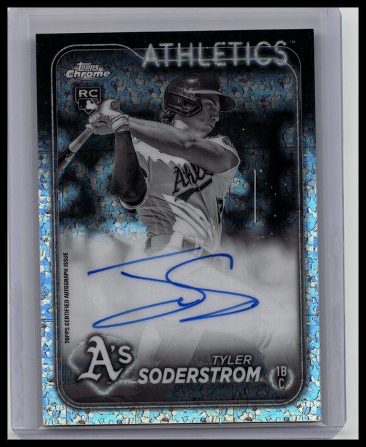 Tyler Soderstrom RC Topps Chrome 2024 Auto Black & White Mini Diamonds A’s SSP