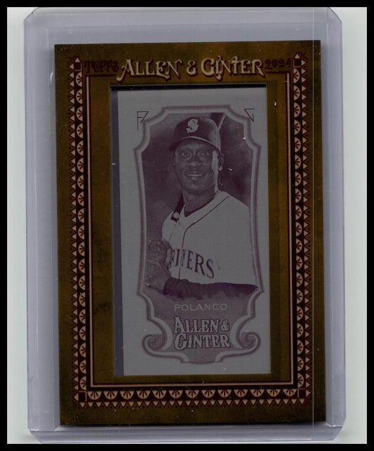 2024 Topps Allen & Ginter Jorge Polanco Printing Plate Mini 1/1 Mariners