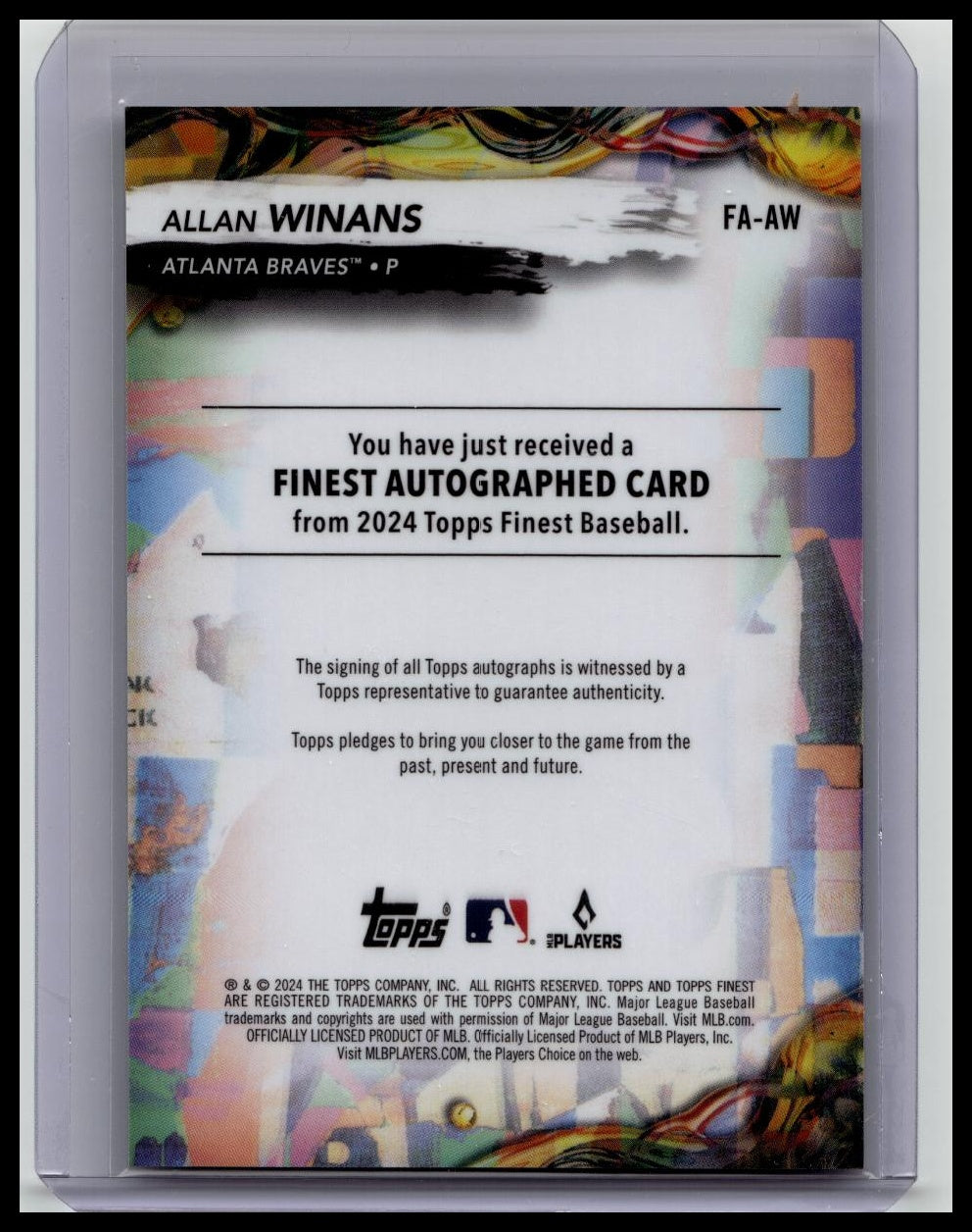 2024 Topps Finest Orange Refractor /25 Allan Winans #FA-AW Rookie Auto RC